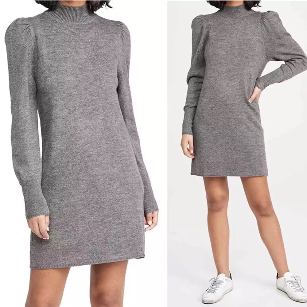 WAYF Lola Puff Sleeve Sweater Dress M